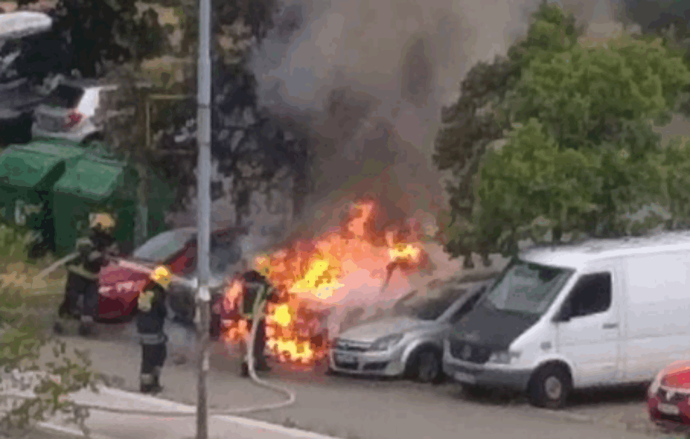 POŽAR NA NOVOM BEOGRADU: Gore automobili na parkingu, vatrogasci i policija na terenu! 

